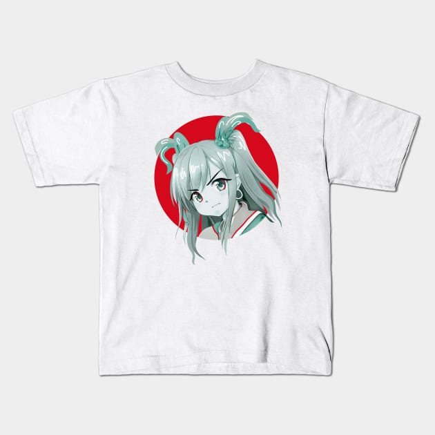 Red Sun Anime Girl Kids T-Shirt by Danialliart